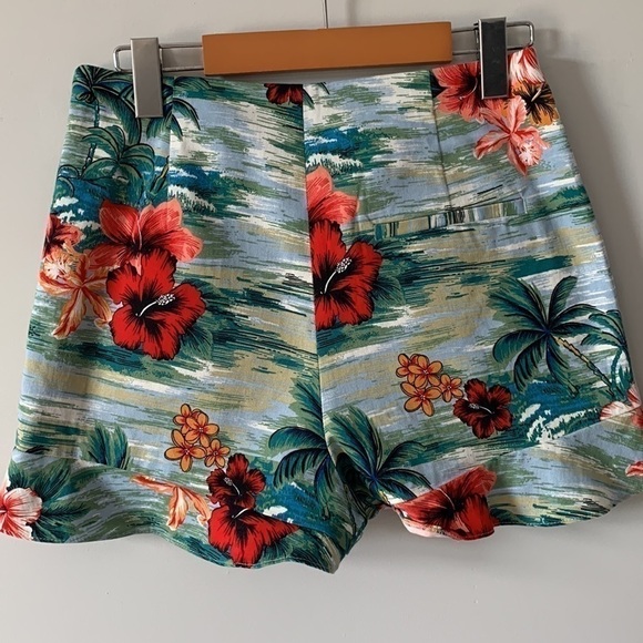 Zara Summer Hawaiian Tropical Cotton Dress Shorts Size Small - Picture 8 of 16